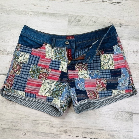 Lucky Brand quilted patchwork denim shorts - Picture 5 of 16